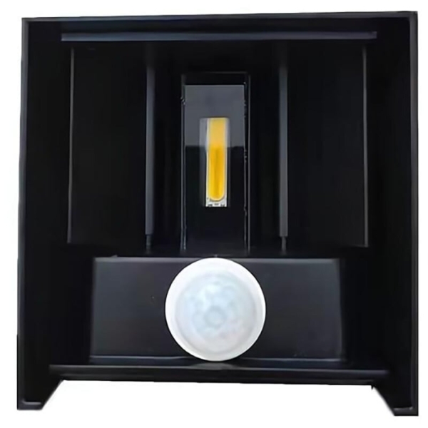 LED Wandlamp met Sensor Warm Wit - Zwart 10x10cm