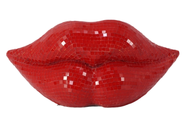 Decoratie DISCO LIP 30cm 3D mozaïek lippen rood - 48037