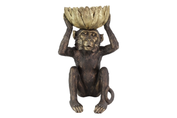 Decoratiefiguur AAP 50 cm handgemaakt met schelp zwart goud - 48051