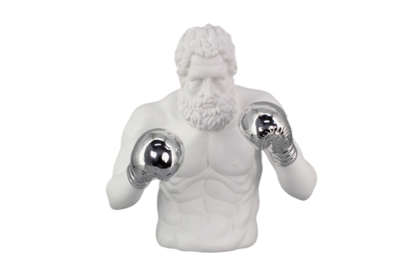 Decoratiefiguur BOXER 50 cm wit zilver - 48034