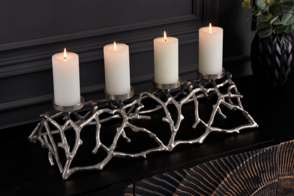 Elegante kaarsenhouder ABSTRACT 60cm zilver voor 4 kaarsen - 41279
