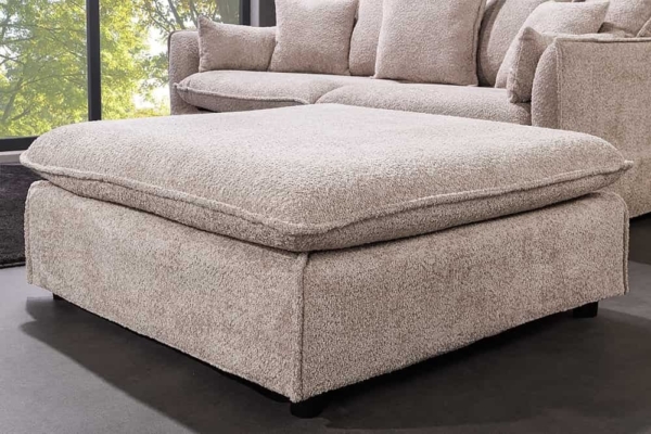 Grote kruk HEAVEN 100cm champagne beige Bouclé Ottomaanse lente kern - 44186