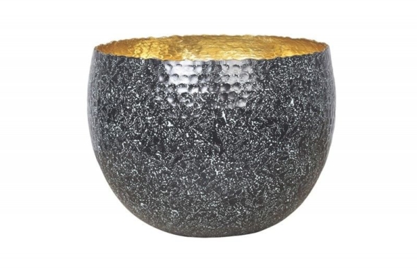 Handgemaakte decoratieve kom ORIENT 26cm zilver met patina in klassiek gehamerd ontwerp - 41563