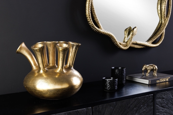 Handgemaakte vaas KIYA 35cm goud met zeven openingen bloemenvaas - 44861