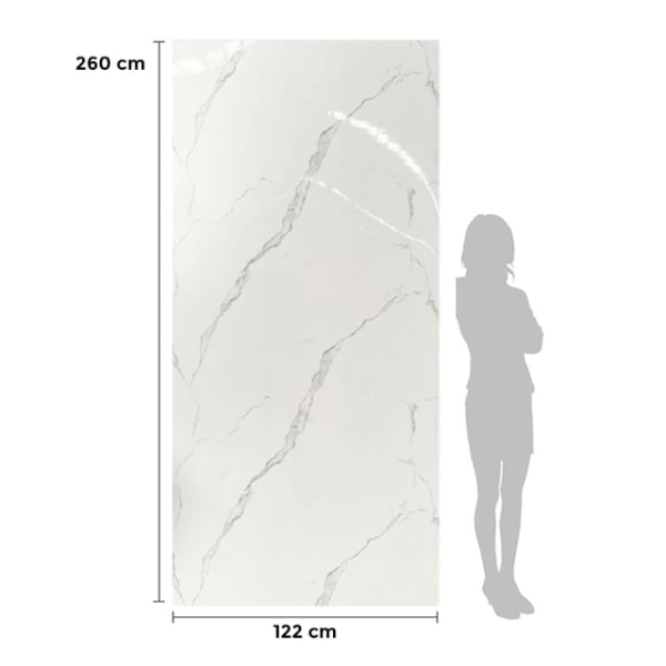 PVC Marmer Wit Glans Bianco Calacata 260x122x0,3cm