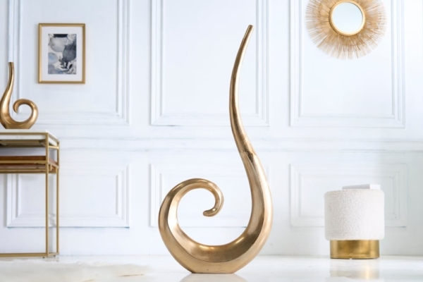 Moderne vaas WAVE XL 106cm goud aluminium gepolijst decoratie - 41566