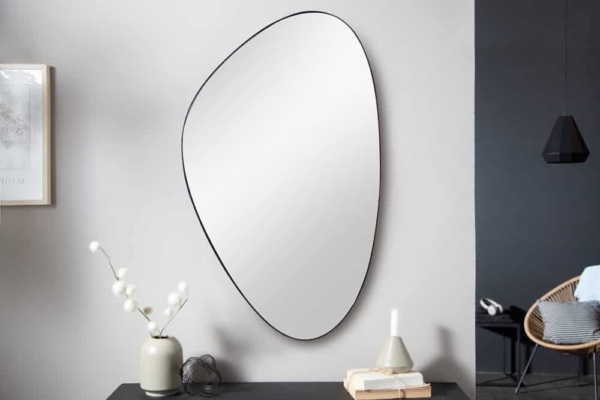 Moderne wandspiegel NOEMI 90cm zwart asymmetrisch design - 40703