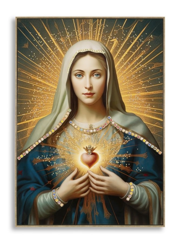 SCHILDERIJ OP DOEK GELAKT MADONNA -B- MET LIJST CM 72X4X102