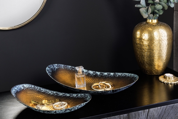 Set van 2 Decoratieve Schalen ORIENT 45cm goud Gehamerd Design met Patina - 44896