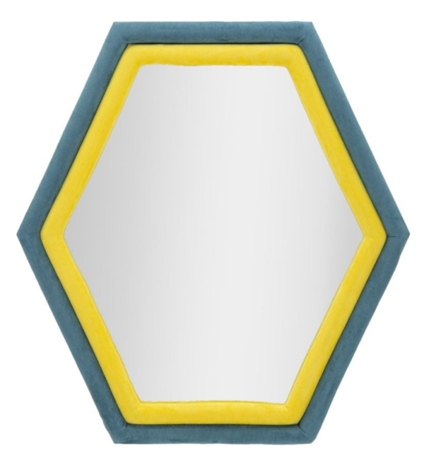 WANDSPIEGEL TONY BLAUW/GEEL FLUWEEL CM 75X4X80