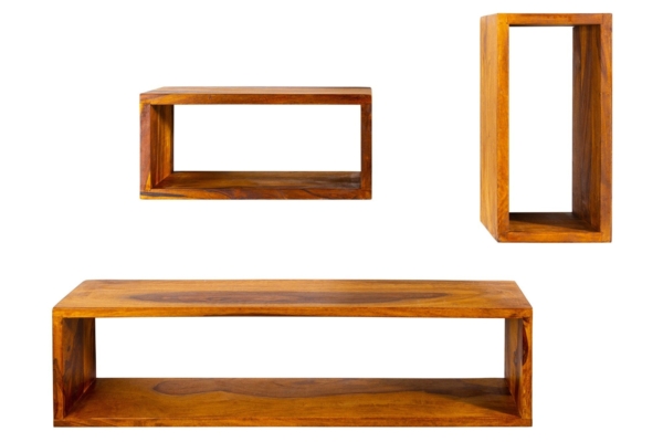 Wandplank HEMINGWAY 43-94cm set van 3 sheesham naturel - 41929
